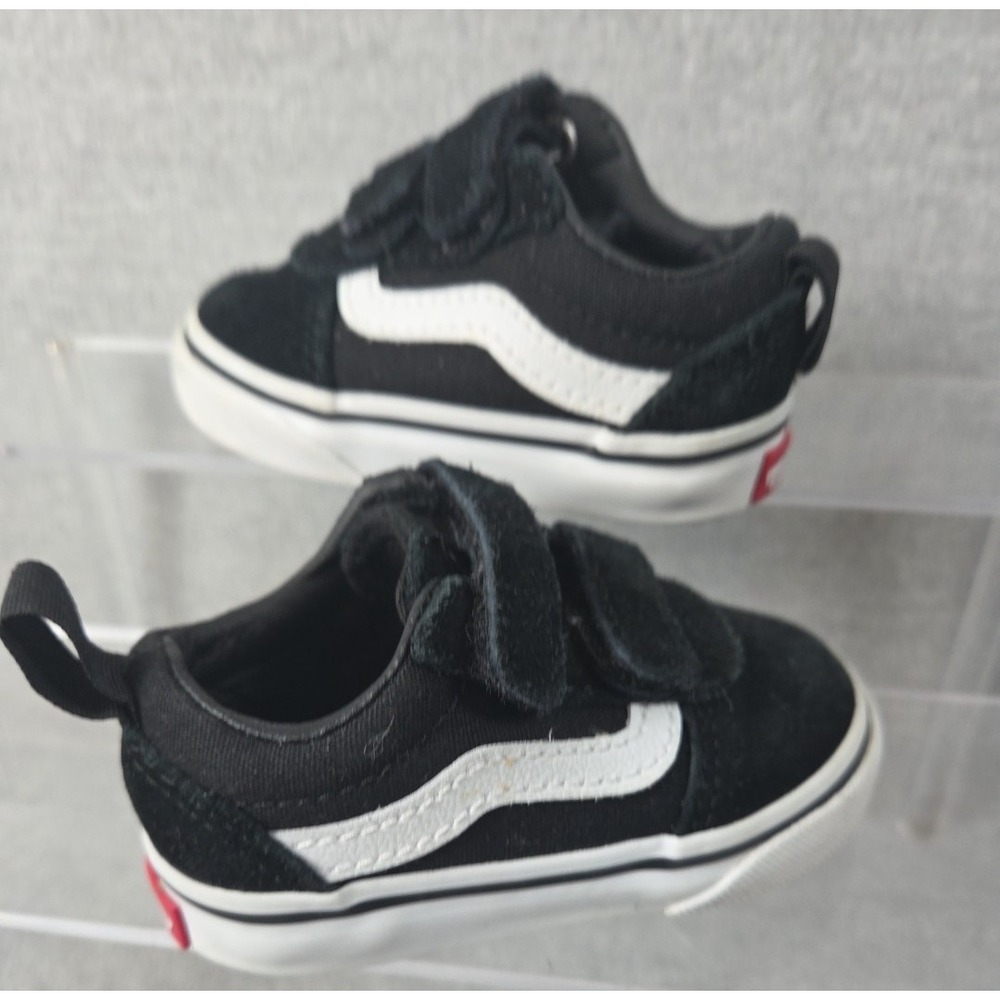 Vans Shoes Toddler Boys 4 Old Skool V Sneakers Black Suede Low Top Hook & Loop